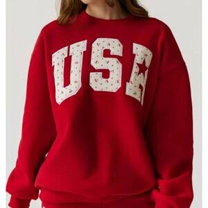 NEW THE HAPPY CAMP3R women's usa crewneck sweatshirt in red